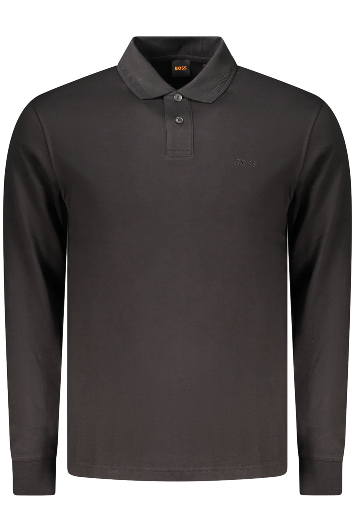 BOSS MEN'S LONG-SLEEVED POLO SHIRT BLACK