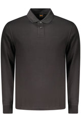 BOSS MEN'S LONG-SLEEVED POLO SHIRT BLACK