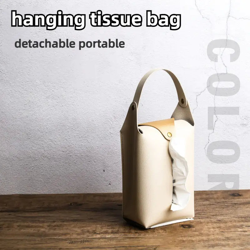 PU Leather Tissue Bag for Car, Home, and Office Use