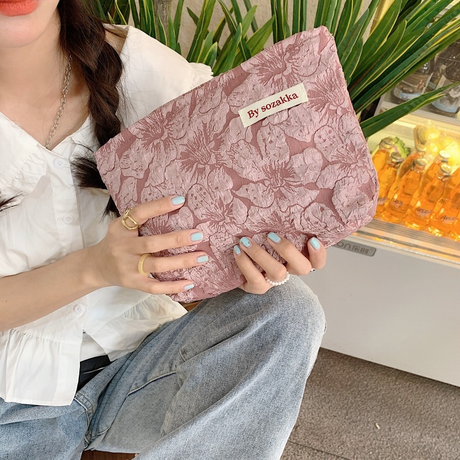 Large Floral Cosmetic Bag for Makeup and Travel