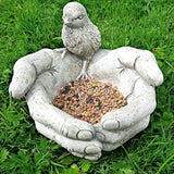 Hand-Shaped Bird Bath and Feeder Resin Garden Ornament