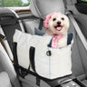 Dog Car Seat for Small Dogs Center Console Dog Bed Dog Car Booster Seat with Soft Cushion & Storage Pockets Puppy Car Seat Support Pet Up to 10lbs (Beige)