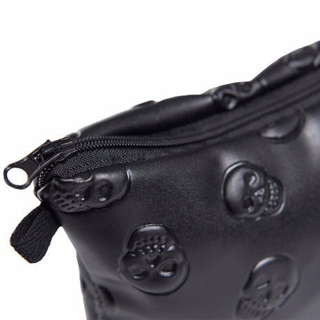 Black Skull PU Leather Makeup Bag for Travel Organizer