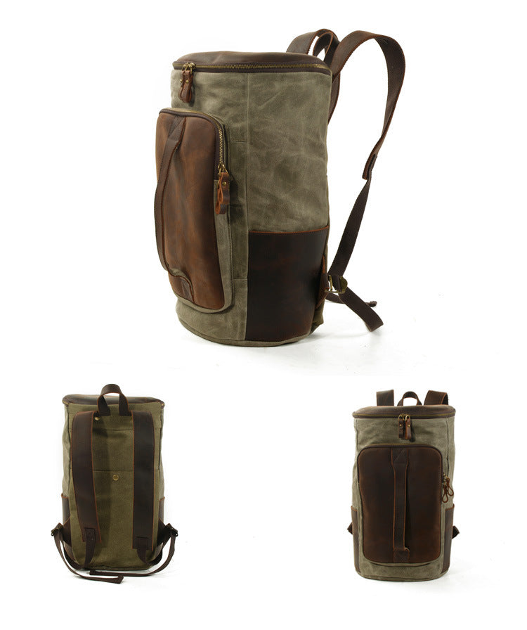 Outdoor Men's Waxed Canvas Backpack for Travel