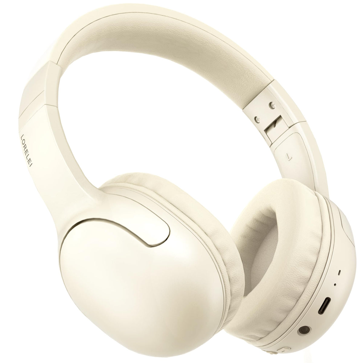 LORELEI B-E5 Kids Bluetooth Headphones Wireless Headphones for Kids Foldable 40H Playtime Bluetooth Headphones with Built-in mic On Ear Headsets for Child/Teens/School/Tablet(Beige White)