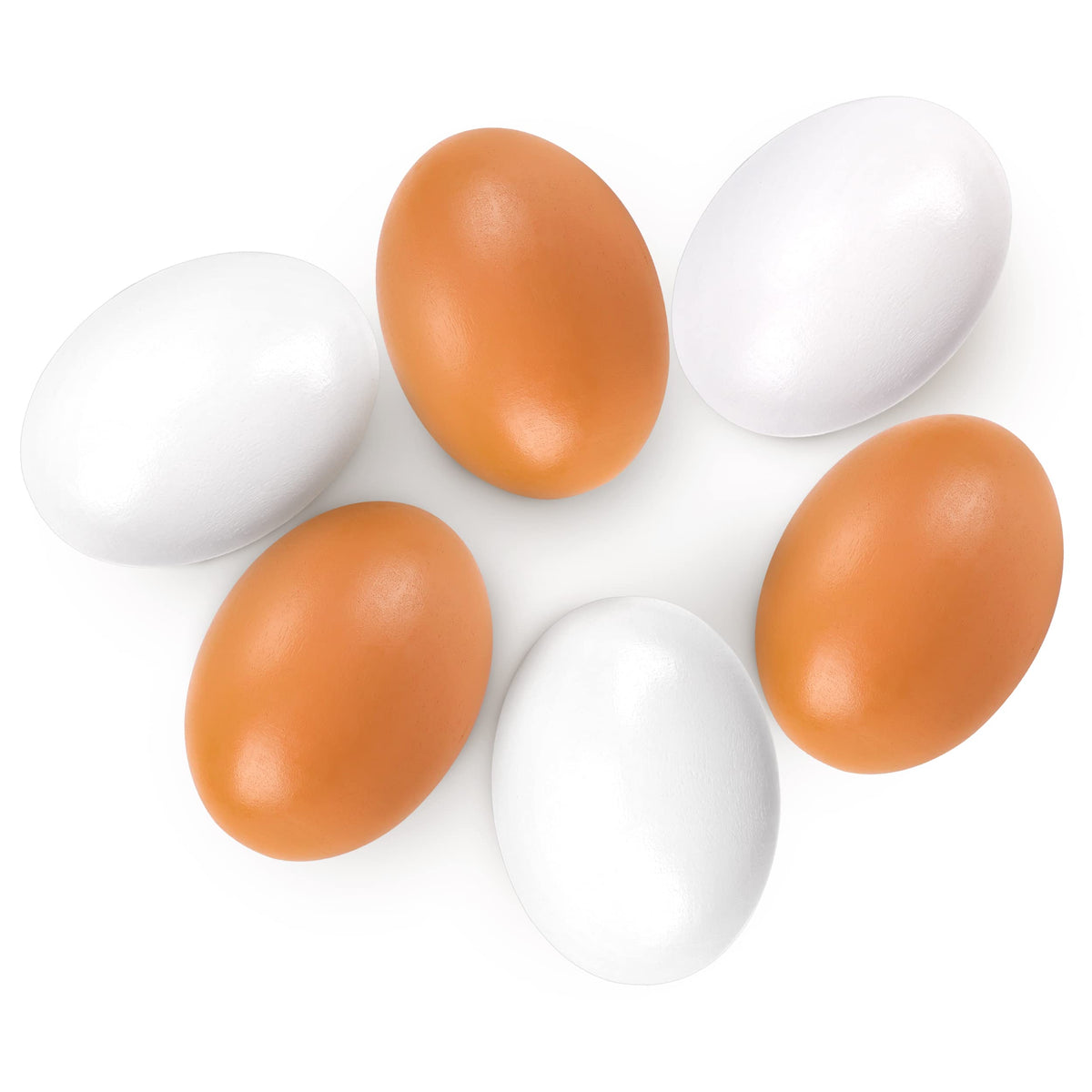 YunKo 6Pcs Wooden Fake Nest Eggs Easter Eggs for Crafts Home Decor Pating Get hens to Lay Eggs(Brown White)