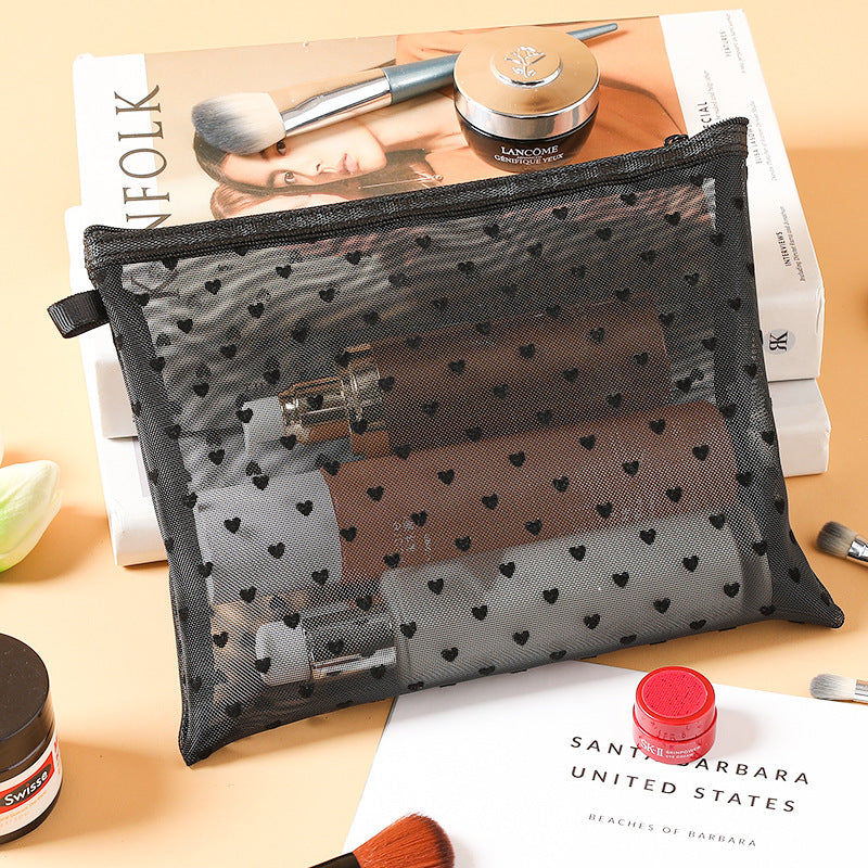 New Ins Heart Velvet Makeup Bag for Girls (Large Capacity)