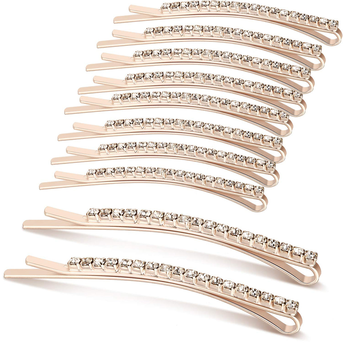 TecUnite 16 Pcs Rhinestone Bobby Pins Decorative Hair Pins Metal Diamond Clear Crystal Fancy Hair Clips Bling Hair Barrette Hair Accessories for Women Bridal Wedding Party Daily 2.36 inch