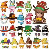 Anglechic 42 Pcs Interchangeable Highland Cow Seasonal Sign Farmhouse Rustic Holiday Decor Winter Tiered Tray Decorations Wood Home Office Desk Accessories Welcome Ornaments Birthday Gifts