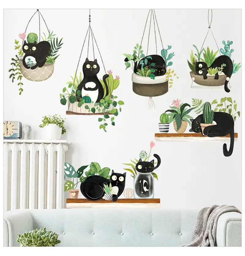 Adorable Cat Plant Stickers for a Fun Home Decor