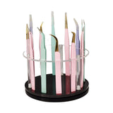 LIXIMMAZN 12 Holes Acrylic Rotatable Tweezers Holder Eyelash Makeup Grafting Tweezer Display Stand Extensions Organizer Training Rack Beauty Tools (Black)