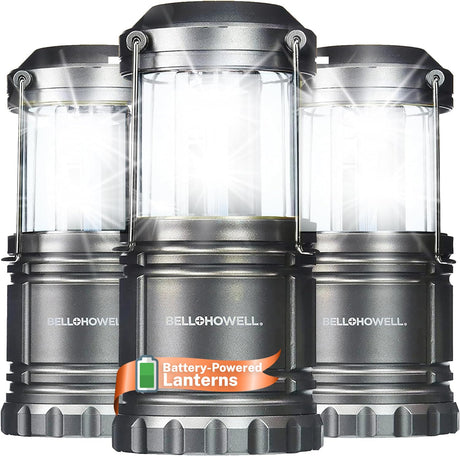 TacLight 3 Pk LED Lantern Lights - Bright Battery Powered Camping Lantern / Camping Lights for Tent Portable Long Lasting Small Emergency Lights for Home Power Failure / Lanterns for Power Outages