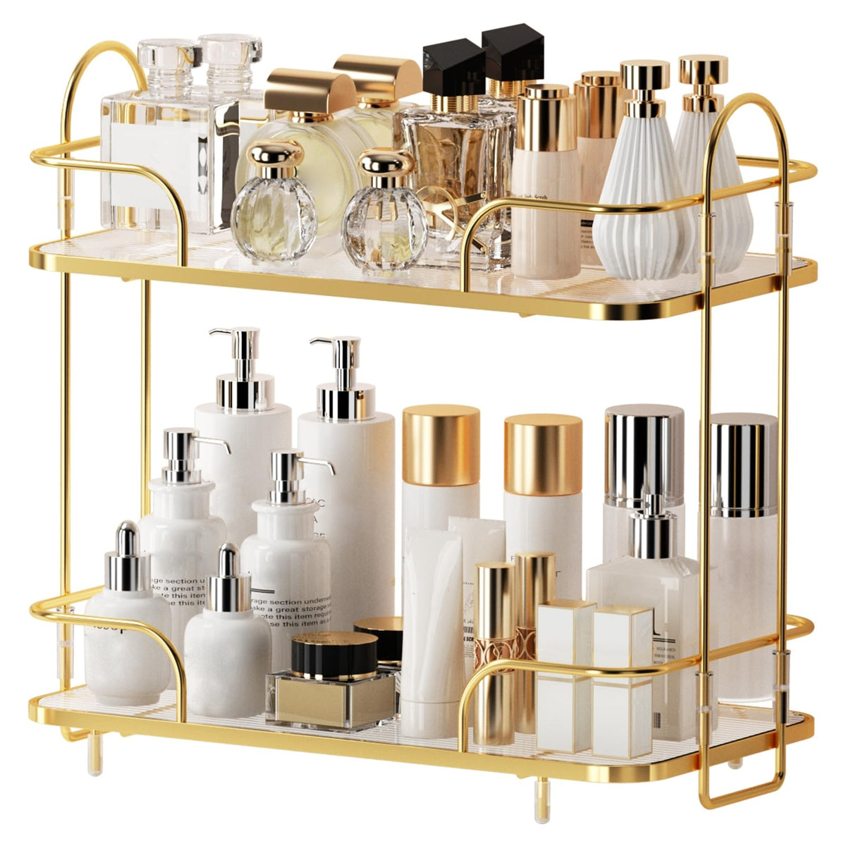 Oifecsie Bathroom Organizer Countertop 2 Tier Cosmetic Skincare Perfume Organizer Bathroom Counter Makeup Perfume for Dresser Vanity Tray Kitchen Spice Rack for Storage Shelf