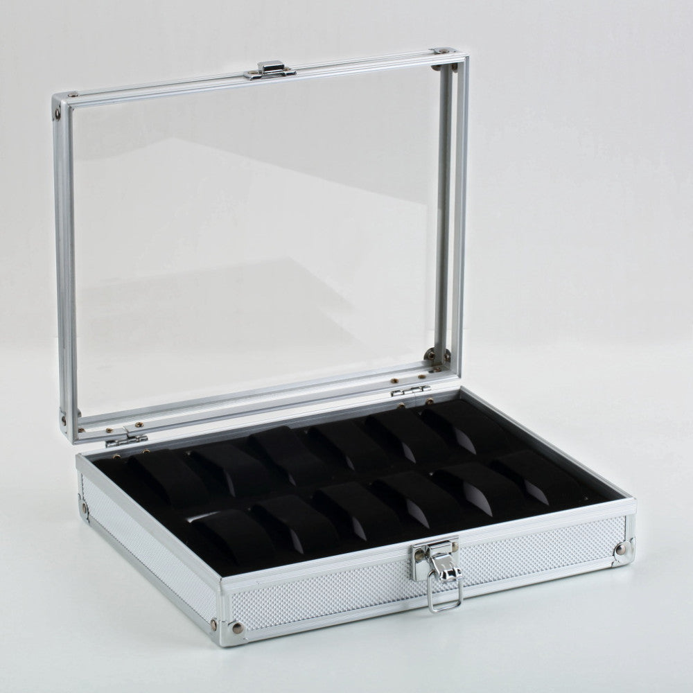 12-Position Aluminum Watch Box with Lock for Display