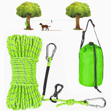XiaZ Dog Tie Out Cable for Camping 75FT Portable Overhead Trolley System for Dogs up to 300lbs，Dog Lead for Yard Camping Parks Outdoor Events5 min Set-up Green