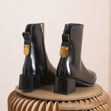 Temperament Women's Martin Boots with Thick Square Toe