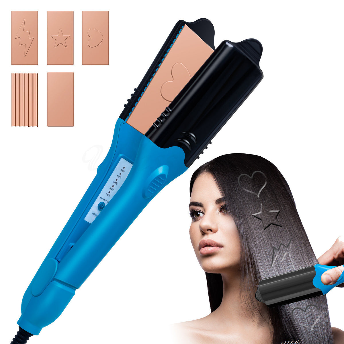 3D Pattern Multifunctional Hair Curler and Straightener