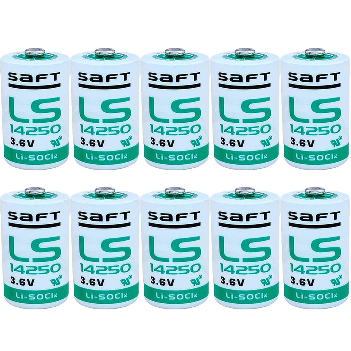 WELLVEUS LS14250 1/2 AA 3.6v Lithium Battery 14250 Replaceable Battery for SAFT LS14250 1200mAh(Pack of 10)