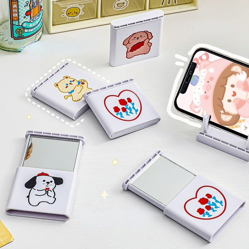 Portable Foldable Makeup Mirror with Phone Holder