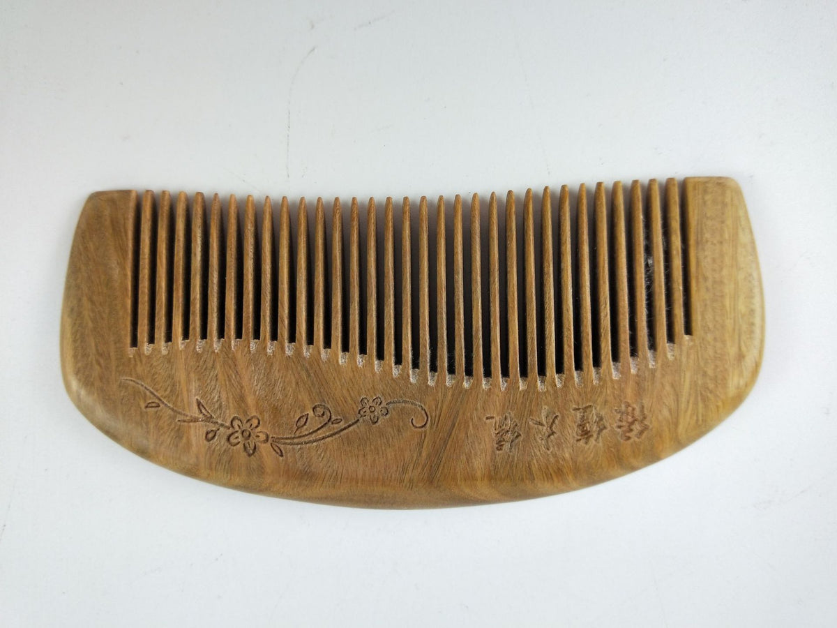 Sandalwood Hair Comb - Green Wooden Meridian Comb