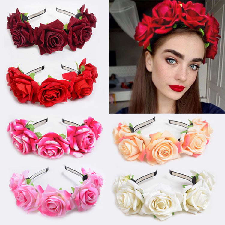 Rose Flower Wreath Headband Photography Accessory