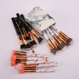 10-Piece Marble Pattern Makeup Brush Set