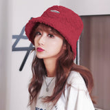 Embroidered Fisherman Hat with Lamb Hair Detail
