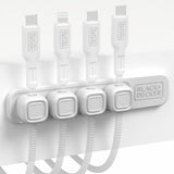 BLACK+DECKER 4 Pack Magnetic Cable Clips w/Metal Plate Adhesive Wire Holder Keeper Organizer for Home Office Phone Car Wall Desktop Nightstand (White)