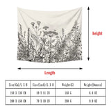 Black-and-White Flower Wall Tapestry for Home Decor
