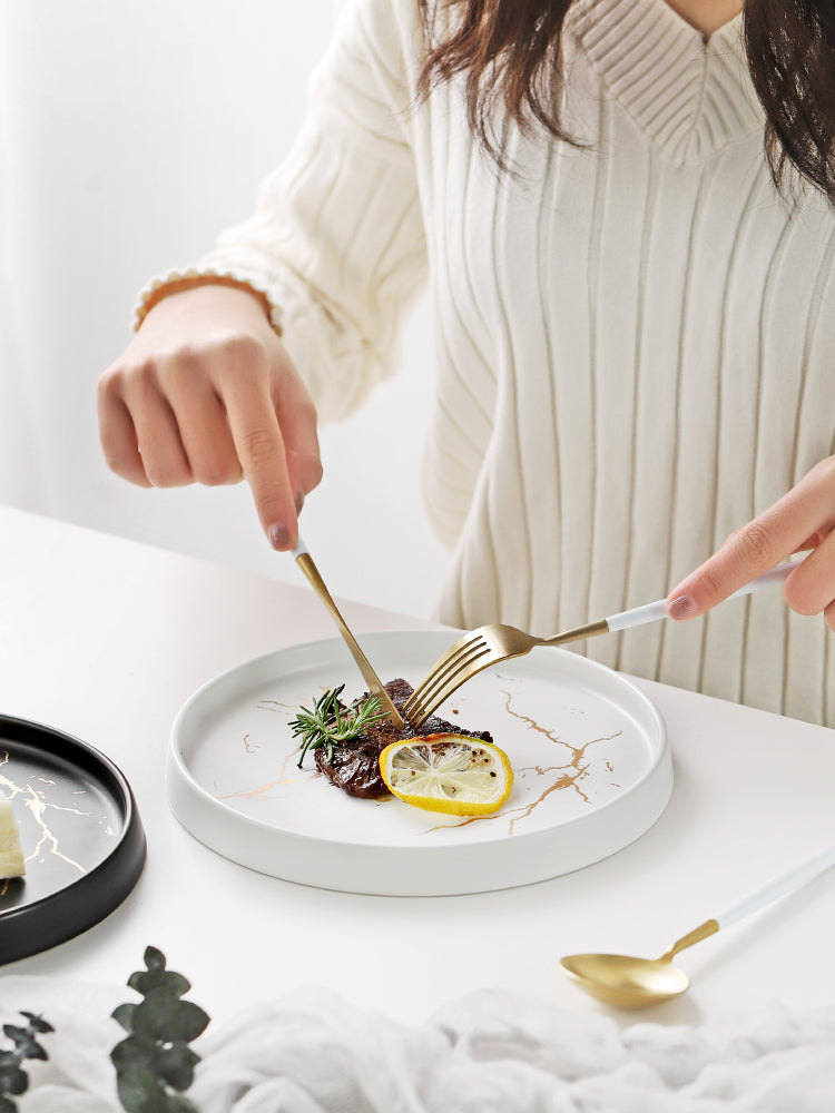 Creative Marble Pattern Ceramic Steak Plate (Home Use)