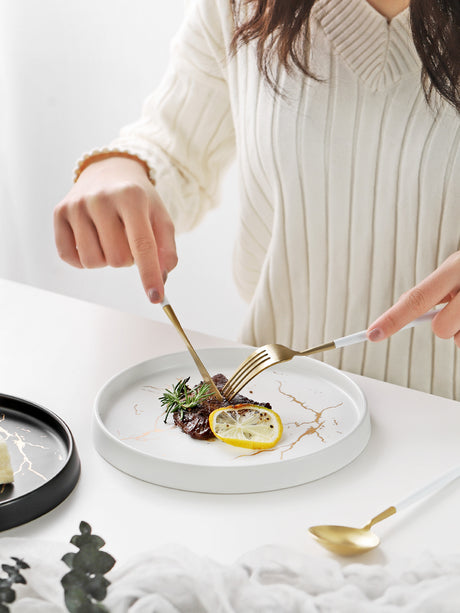 Creative Marble Pattern Ceramic Steak Plate (Home Use)