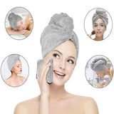 Microfiber Hair Drying Cap - Quick Absorbent Gray Towel