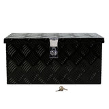 20 Inch Black Aluminum Tool Long Box 5 Bar Tread Flat Box For Truck Car Outdoor Trailer Pickup Underbody RV ATV Storage Tools Organizer With Lock Side Handle And Keys