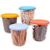 LUVCOSY 4 Pack Dog Treat Container with Silicone Lids 32 OZ Dog Food Storage Container BPA-Free Pet Treats Storage Organizer for Dog and Cat Airtight Treats Canister for Dog Cookie Pet Snacks