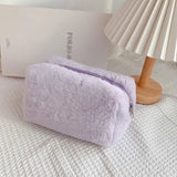 Fluffy Macaron Color Travel Makeup Bag - Large Capacity