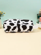 Smiley Face Cow Print Makeup and Pencil Case Organizer
