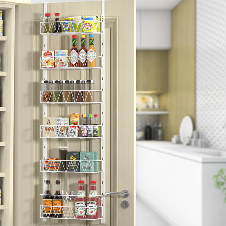 YONGECK Over The Door Pantry Organizer Pantry Organizers and Storage Over The Door Organizer - 6-Tier Pantry Door Organizer Over The Door Spice Rack for Kitchen Bathroom Bedroom Organization