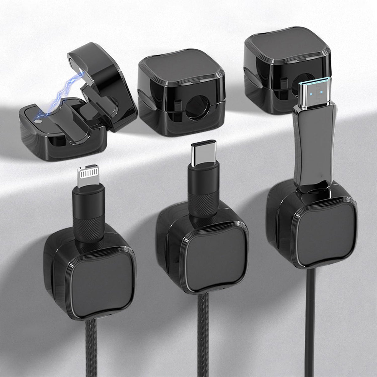 6 Pack Cord Holder Magnetic Cable Clips Phone Cord Organizer for Desk Adhesive Charger Wire Holders USB Cable Management for Office Desk Car Wall Under Desk Nightstand