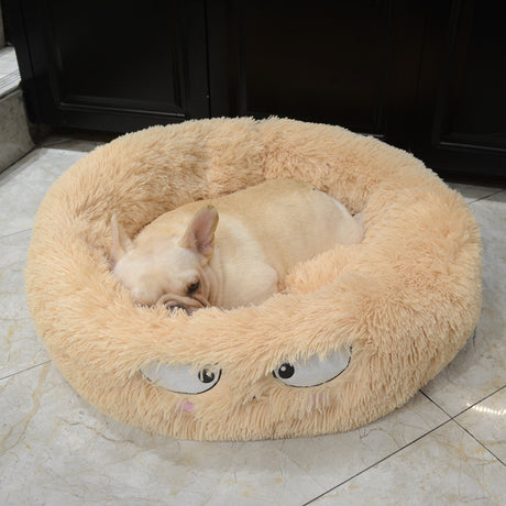 Round Cat and Dog Bed - Pet Cushion and Supplies