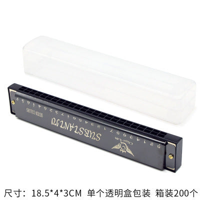 Wooden Painted Harmonica for Kids - 16 Holes Educational Toy