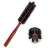 Small Boar Bristle Hair Brush Portable Round Natural Bristle Travel Brush with Wood Handle for Thin or Short Hair Adding Volume Mini Beard Brush for Men