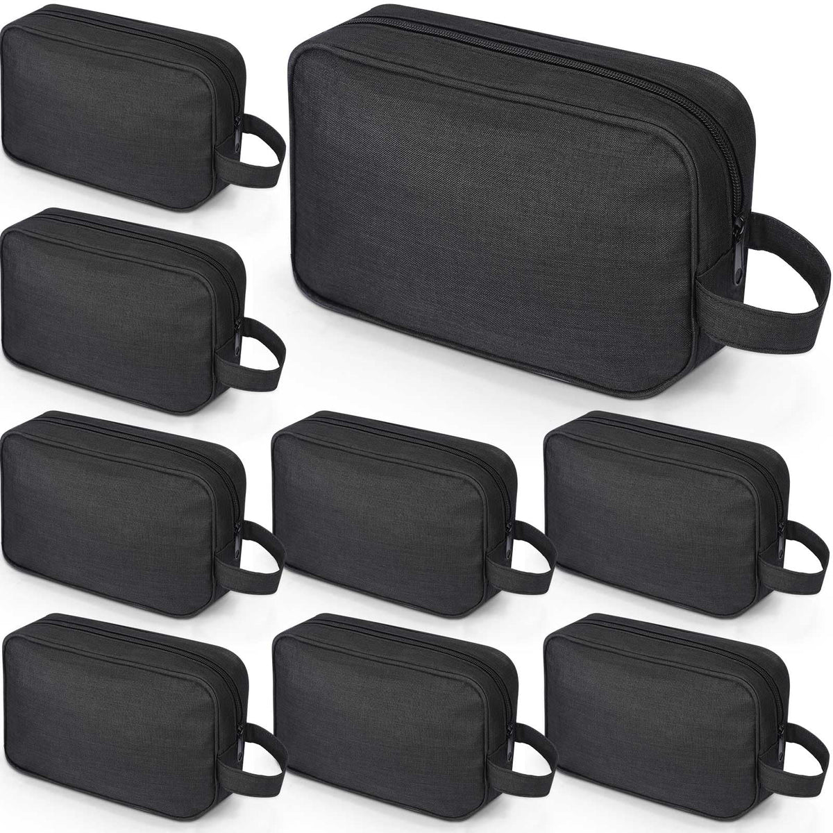 Sweetude 9 Pieces Toiletry Bag for Men and Women Water Resistant Shaving Bag Foldable Hanging Cosmetic Travel Pouch Travel Toiletry Organizer with Handle Divider for Makeup Brushes Accessories (Black)