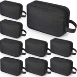 Sweetude 9 Pieces Toiletry Bag for Men and Women Water Resistant Shaving Bag Foldable Hanging Cosmetic Travel Pouch Travel Toiletry Organizer with Handle Divider for Makeup Brushes Accessories (Black)