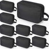 Sweetude 9 Pieces Toiletry Bag for Men and Women Water Resistant Shaving Bag Foldable Hanging Cosmetic Travel Pouch Travel Toiletry Organizer with Handle Divider for Makeup Brushes Accessories (Black)