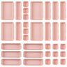 Purpeak 32 Pcs Desk Drawer Organizer Office Organization Tray Versatile Vanity Organizer with Nonslip Pads Makeup Organizer for Divider Drawer Storage Box Container for Kitchen Bedroom (Pink)