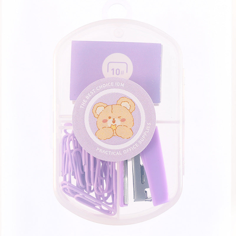 Cute Macaron Mini Stapler Student Stationery Set