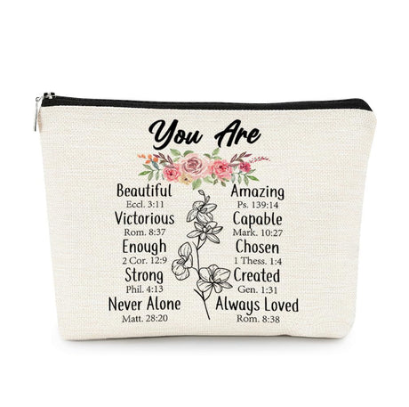 EXUQO Inspirational Small Makeup BagYou Are Beautiful Amazing Positive Cosmetic BagsGifts for Friends Sisters CoworkersAesthetic Makeup Pouch