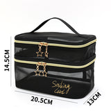 Double Layer Clear Mesh Makeup Purse and Organizer Bag