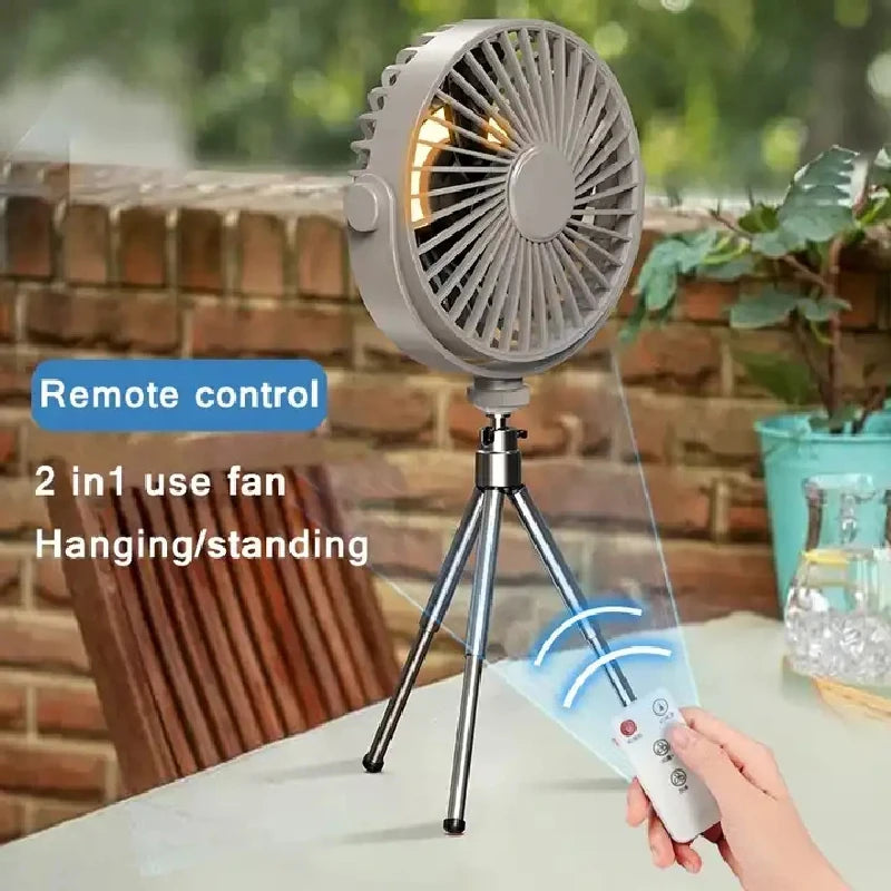 Portable USB Camping Fan with Triangular Stand and Remote