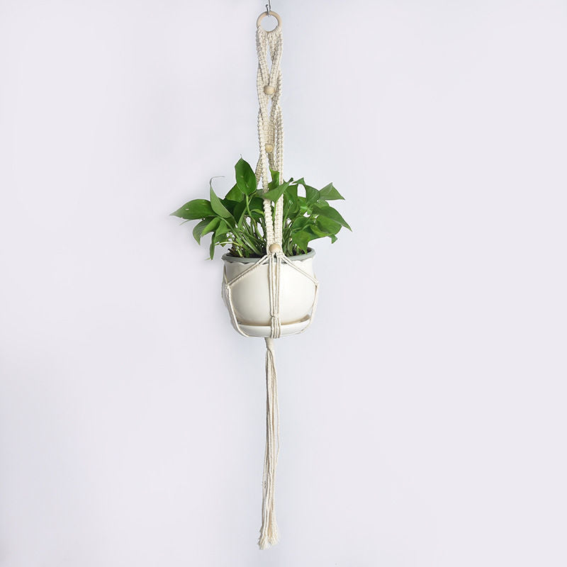 Handwoven Cotton Rope Hanging Planter Basket